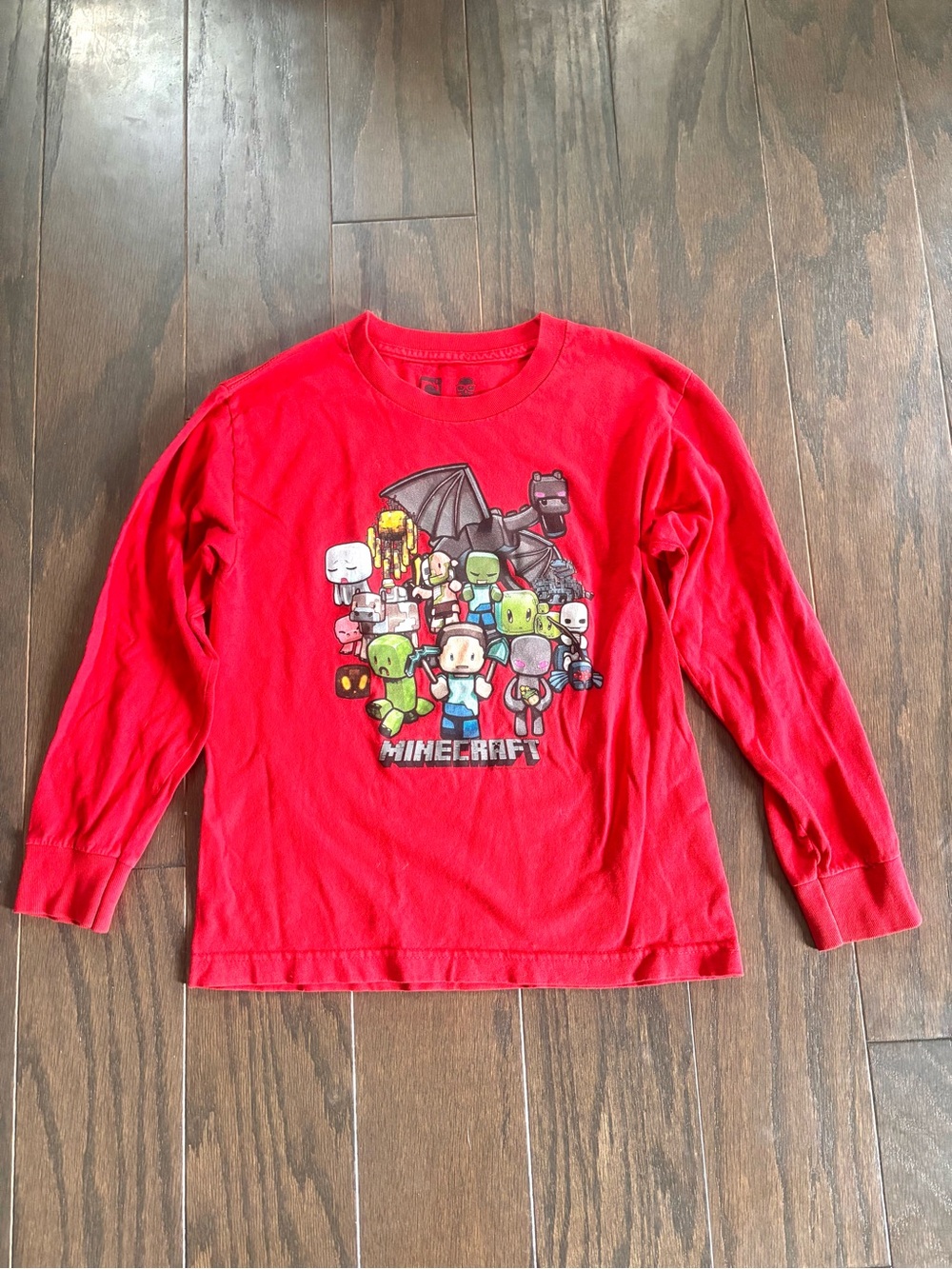 Jinx Minecraft Mojang Characters Red Long Sleeve Graphic T-Shirt- Youth S 6/8
